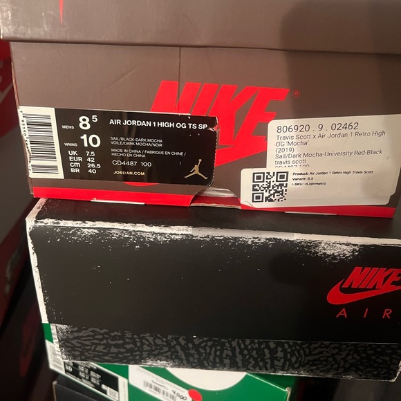 TRAVIS SCOTT x AIR JORDAN 1 RETRO HIGH OG ‘Mocha’ SIZE 8 1/2 MEN - Picture 6 of 6